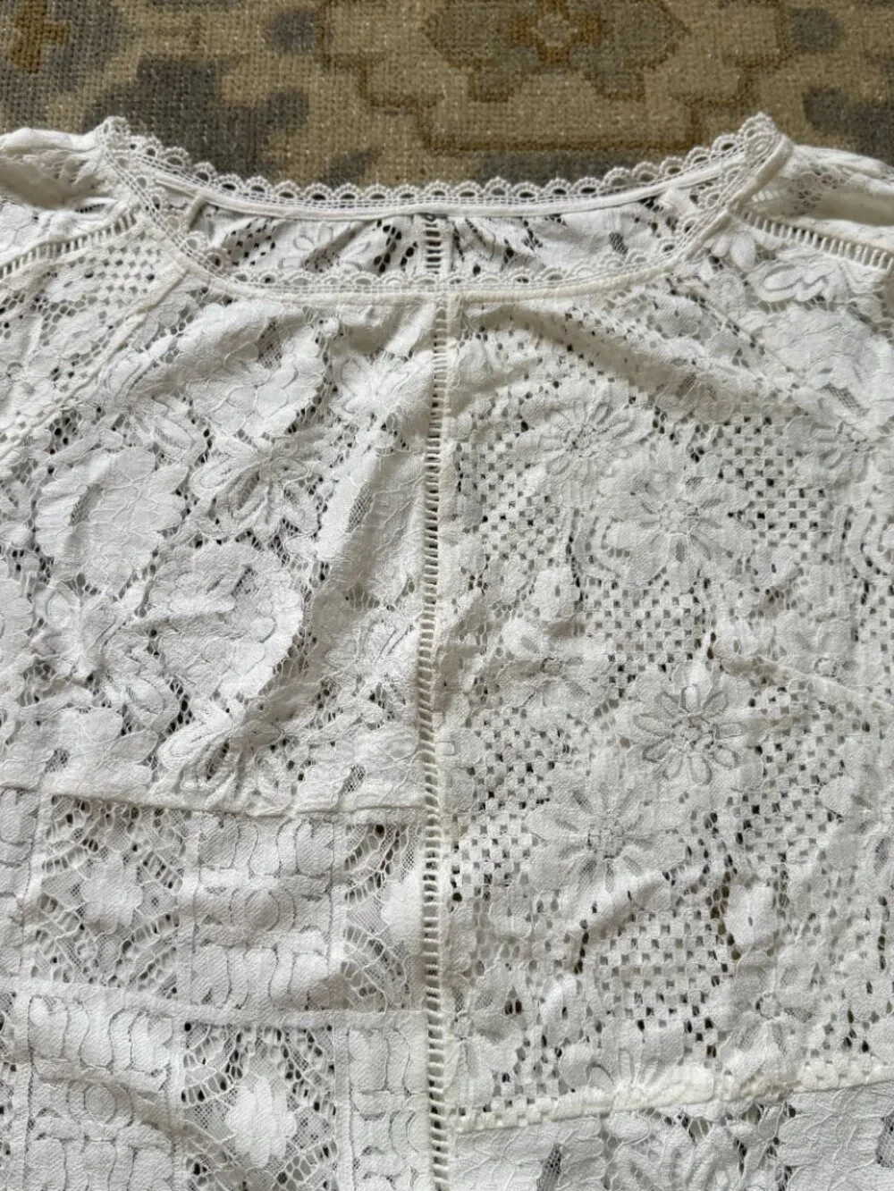 Anthropologie Long-Sleeve Lace Patches Blouse